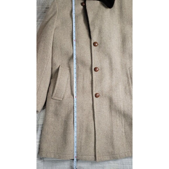 Vintage Botany 500 Men’s 40 Long Wool Coat Camel Tan Faux Fur Lined Overcoat - Picture 7 of 12